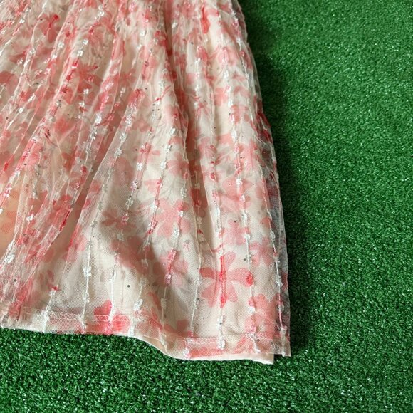 Wonder Nation Girls Apricot Metallic Mesh Puff Sleeve Zip Dress Size 12 Plus - Picture 3 of 14